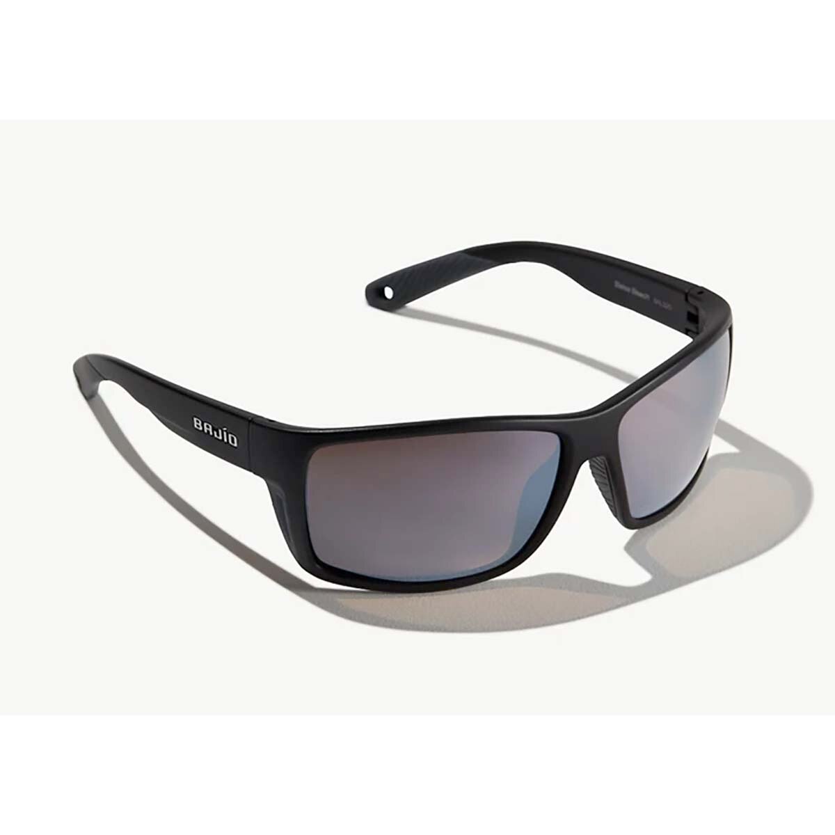 Bajio Bales Beach Sunglasses Polarized in Black Matte with Silver Glass